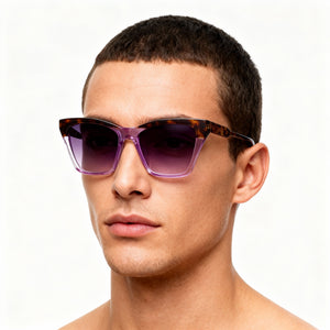 Victoria Beckham VB638S Cat Eye Sunglasses Men — side view, Havana Purple lens