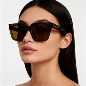 Victoria Beckham VB644S Square Sunglasses Women — side view, Khaki lens