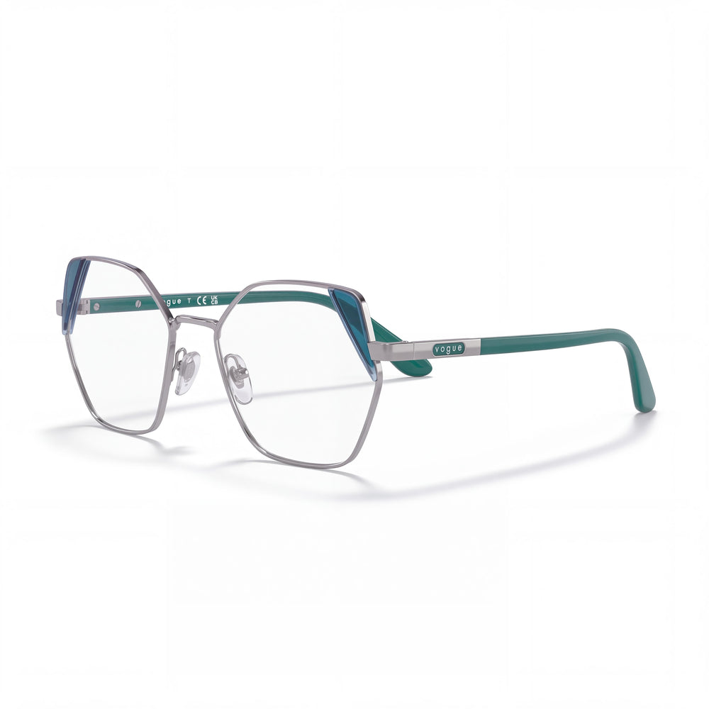 Vogue VO4270 Gunmetal Geometric Eyeglasses for Women, Metal frame