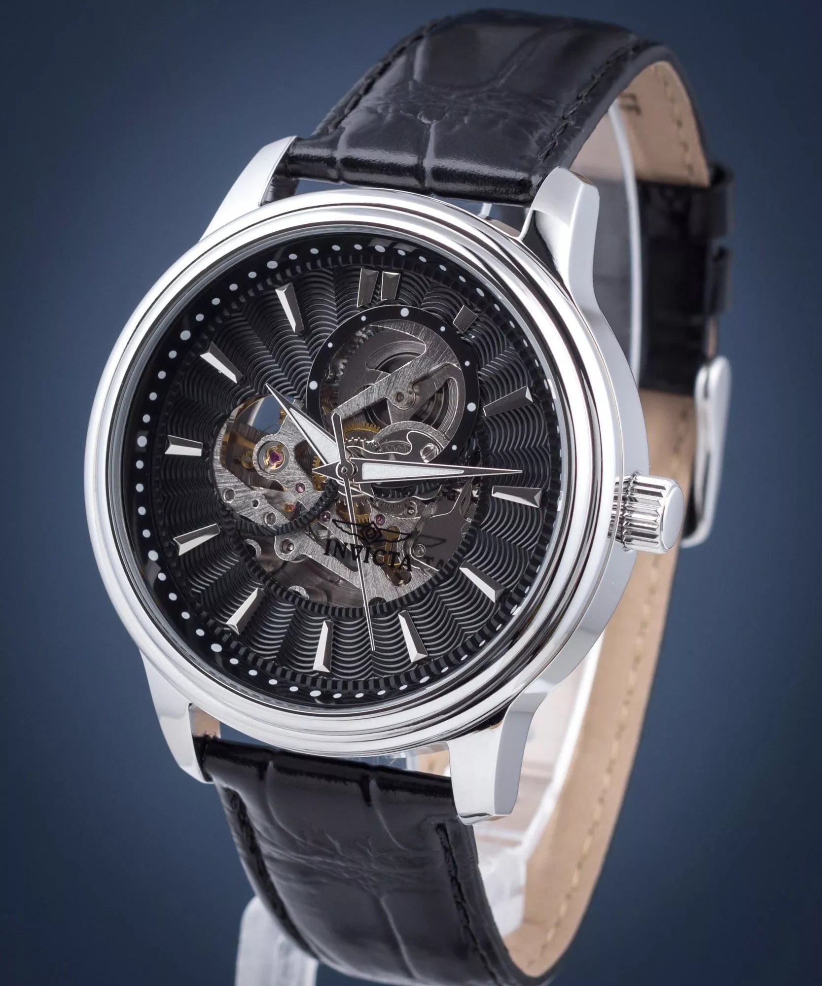 buy Invicta 22577 Vintage Skeleton Watch | Black Leather