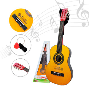 Schoenhut 31'' Acoustic Beginner Guitar Set with Extra String, Pick and Carrying Case
