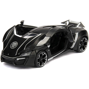 Jada Toys 1: 24 Marvel Black Panther & W Motors Lykan Hypersport Die-Cast Toy Car For Kids & 2.75" Collectible Metal Figurine