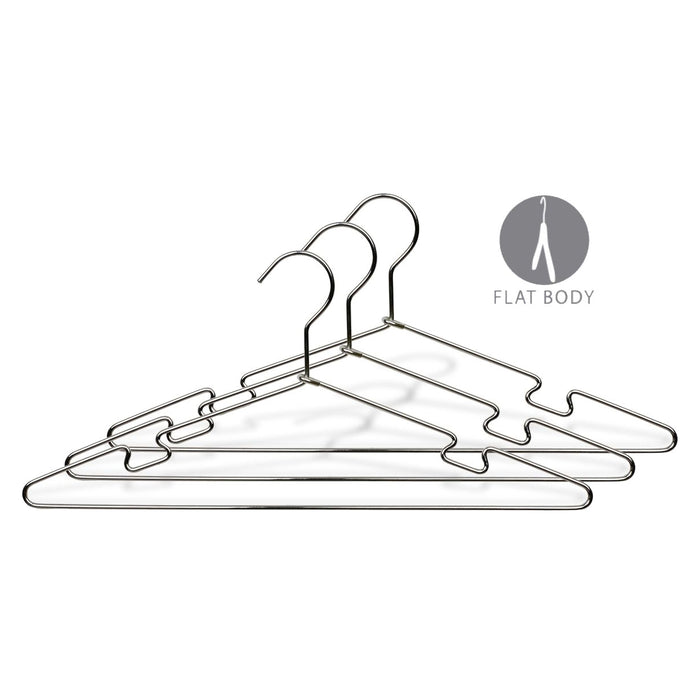 Wish & Buy - Chrome Metal Top Hanger - Notches Hangers Metal - Case of 25 17 Inch