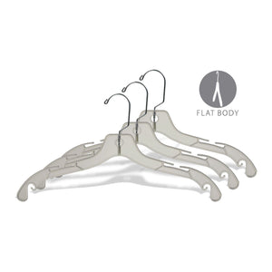 Wish & Buy - Clear Plastic Hangers - Dress Hangers - Clear Swivel Metal Hook and Notches for Straps Shirts/Tops/Dresses - Case of 20  17 inch