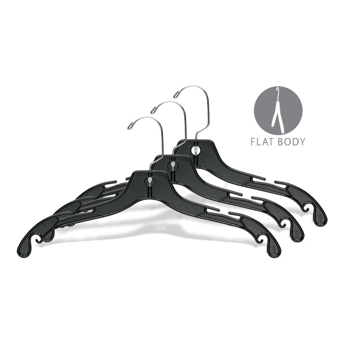 Wish & Buy - Black Plastic Top Hanger - Notches Dress Hangers Black Plastic - Case of 20 17 inch