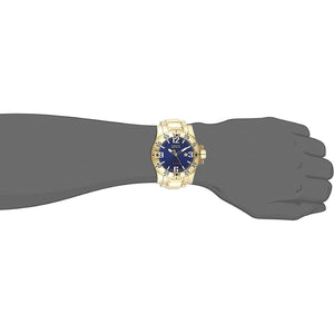 Invicta Men's 50 mm Gold Plated Bracelet 18K Gold Plated Case Swiss Quartz Blue Dial Analog Watch (Model: 6248)