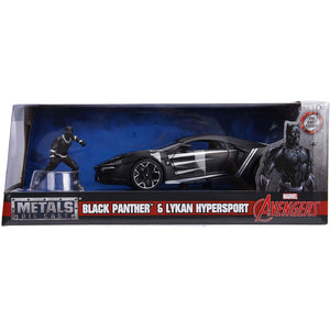 Jada Toys 1: 24 Marvel Black Panther & W Motors Lykan Hypersport Die-Cast Toy Car For Kids & 2.75" Collectible Metal Figurine