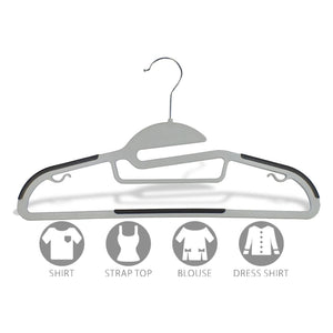 Wish & Buy - Matte Gray Plastic Hangers - Ultra Thin Non Slip Clothes Hangers 360°Rotating - Case of 50 16 inch