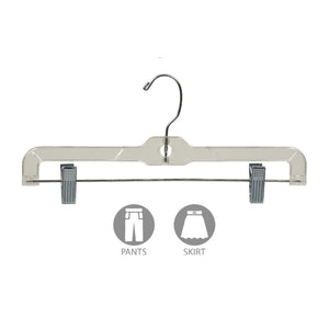Wish & Buy - Heavy Duty Slim Clear Hangers - Ridged Non-Slip -Adjustable Pinch Clip Hangers - Case of 25 14 inch