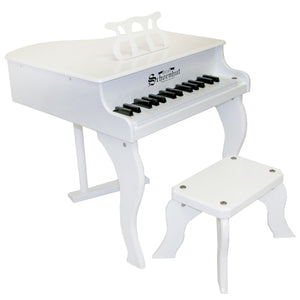 Schoenhut White 30 Keys Baby Grand Piano with Curved Legs and Bench