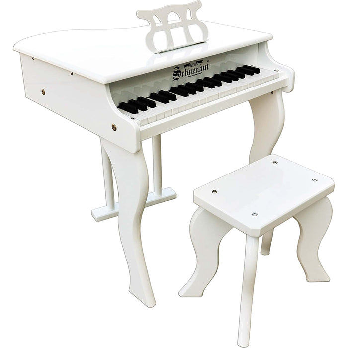 Schoenhut White 37 Keys Baby Grand Piano with Bench