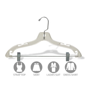 Wish & Buy - Hangers Clear Plastic - Suit/Dress Hanger -Resistant Clear Plastic Hangers - Case of 25 17 inch