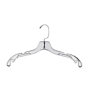 Wish & Buy - Clear Plastic Hangers - Dress Hangers - Clear Swivel Metal Hook and Notches for Straps Shirts/Tops/Dresses - Case of 20  17 inch