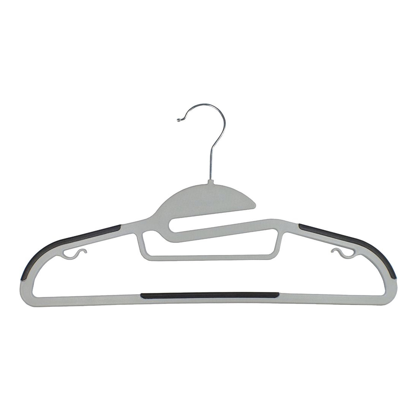 Gray/Black Slim Plastic Hangers with Anti-Slip Rubber Grips