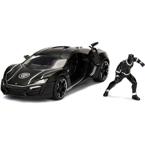 Jada Toys 1: 24 Marvel Black Panther & W Motors Lykan Hypersport Die-Cast Toy Car For Kids & 2.75" Collectible Metal Figurine