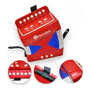 Schoenhut Red Accordion Instrument - 7 Treble Keys and 3 Air Valves