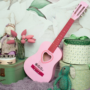 Schoenhut Pink 31'' Acoustic Beginner Guitar Set with Extra String, Pick and Carrying Case