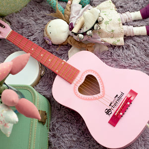 Schoenhut Pink 31'' Acoustic Beginner Guitar Set with Extra String, Pick and Carrying Case