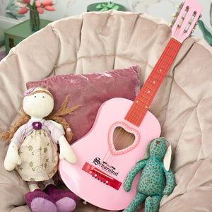 Schoenhut Pink 31'' Acoustic Beginner Guitar Set with Extra String, Pick and Carrying Case