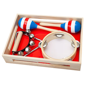Schoenhut Toddler Musical Instruments 2 Tambourine & Musical Bells, Mini Maracas, Triangle Instrument