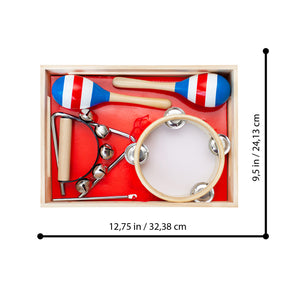 Schoenhut Toddler Musical Instruments 2 Tambourine & Musical Bells, Mini Maracas, Triangle Instrument