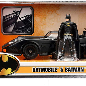 Jada Dc Comic 1989 Batmobile with 2.75" Batman Metals Diecast Toy Car For Kids